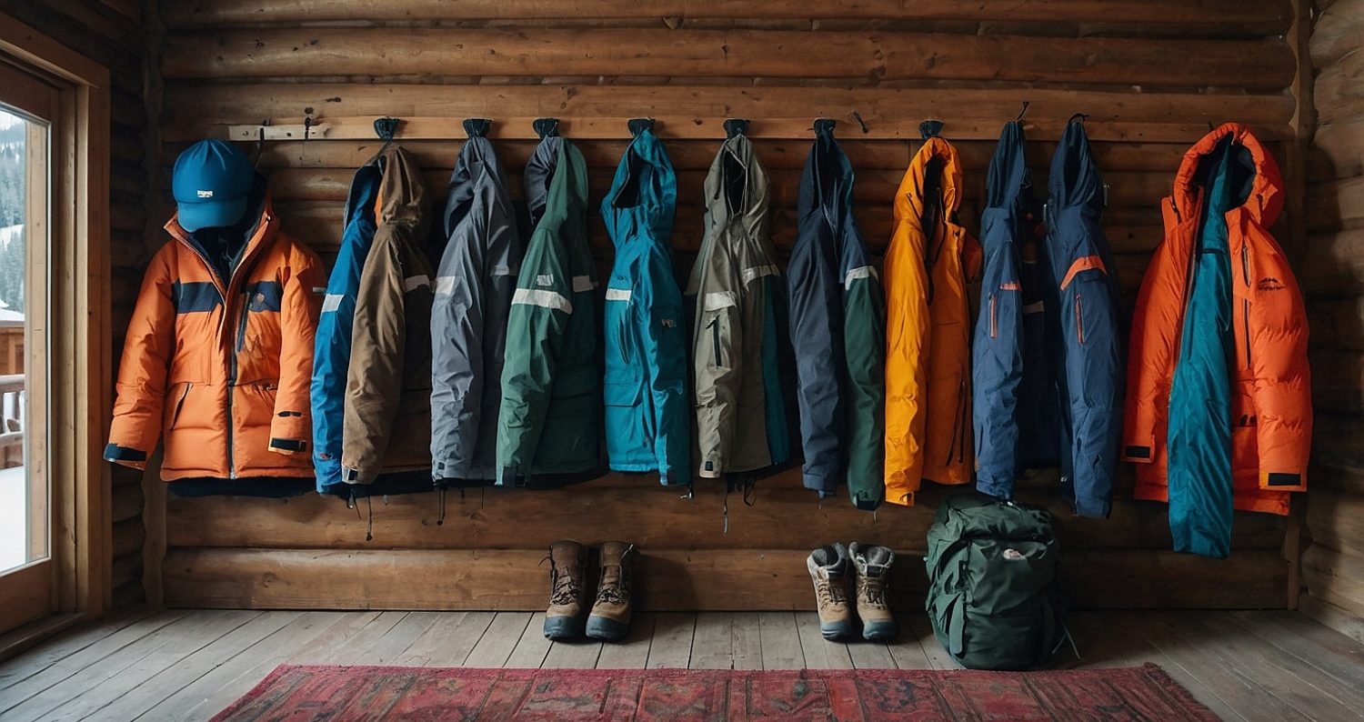Leonardo Kino XL Tidy row of ski season staff jackets and snow 0