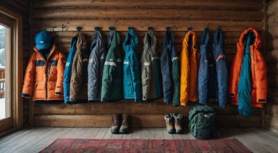 Leonardo Kino XL Tidy row of ski season staff jackets and snow 0