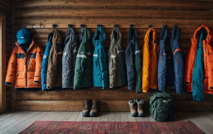 Leonardo Kino XL Tidy row of ski season staff jackets and snow 0